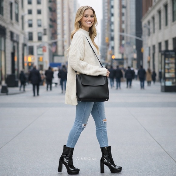 Guess Shoes - Guess BYRA Women’s Platform Block Heel Ankle Boots Black Patent, Size 6 NWB